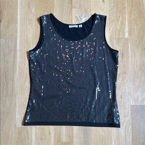 New, no tags: Joan Rivers black sequined tank top, size M